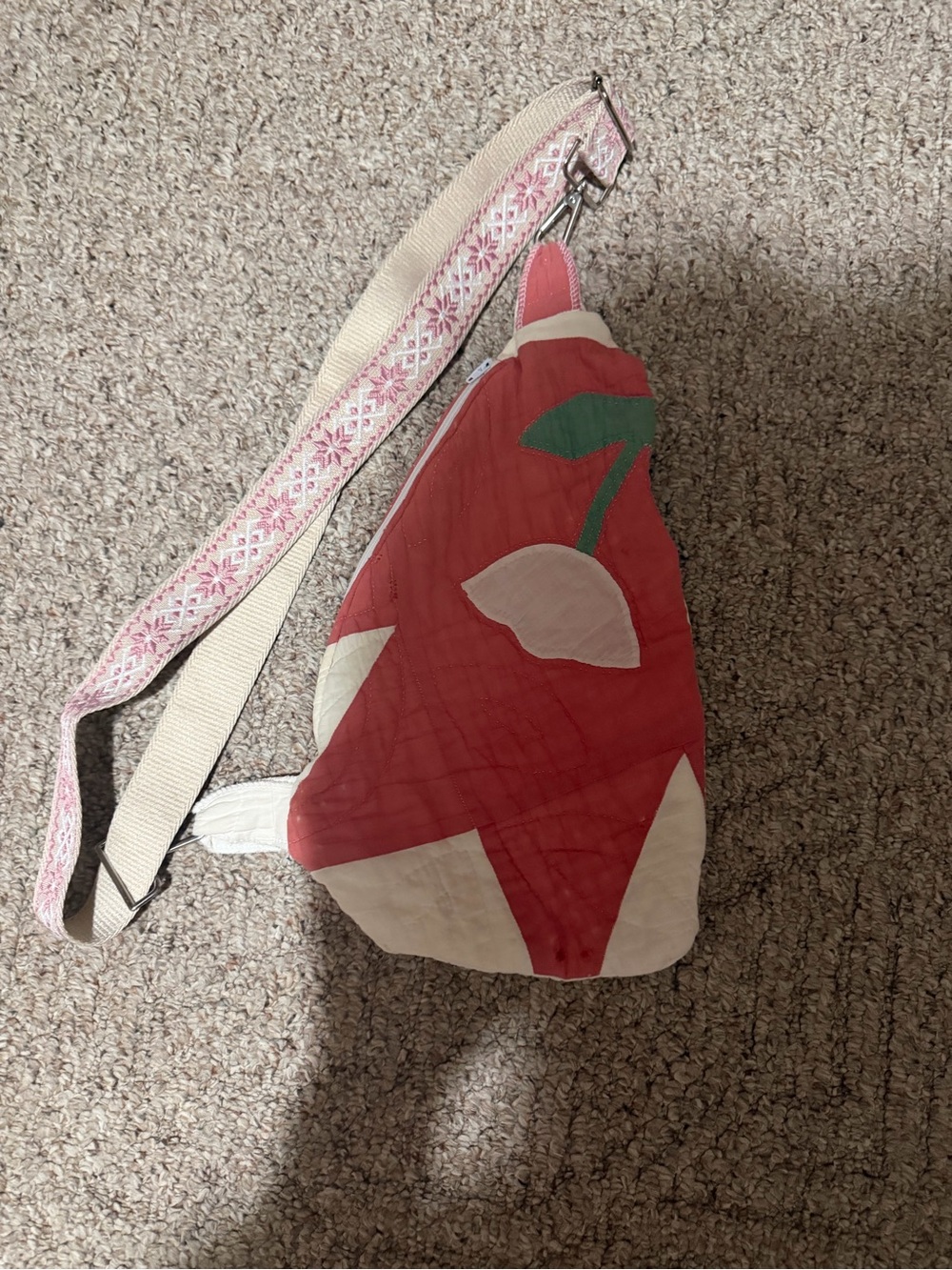 Vintage Quilt Crossbody Bag with Adjustable Strap